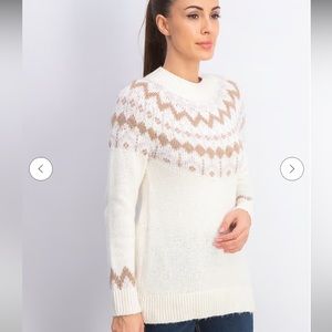 NWT Market & Spruce Crew Neckline Long Sleeve Knitted Sweater, Cream Combo